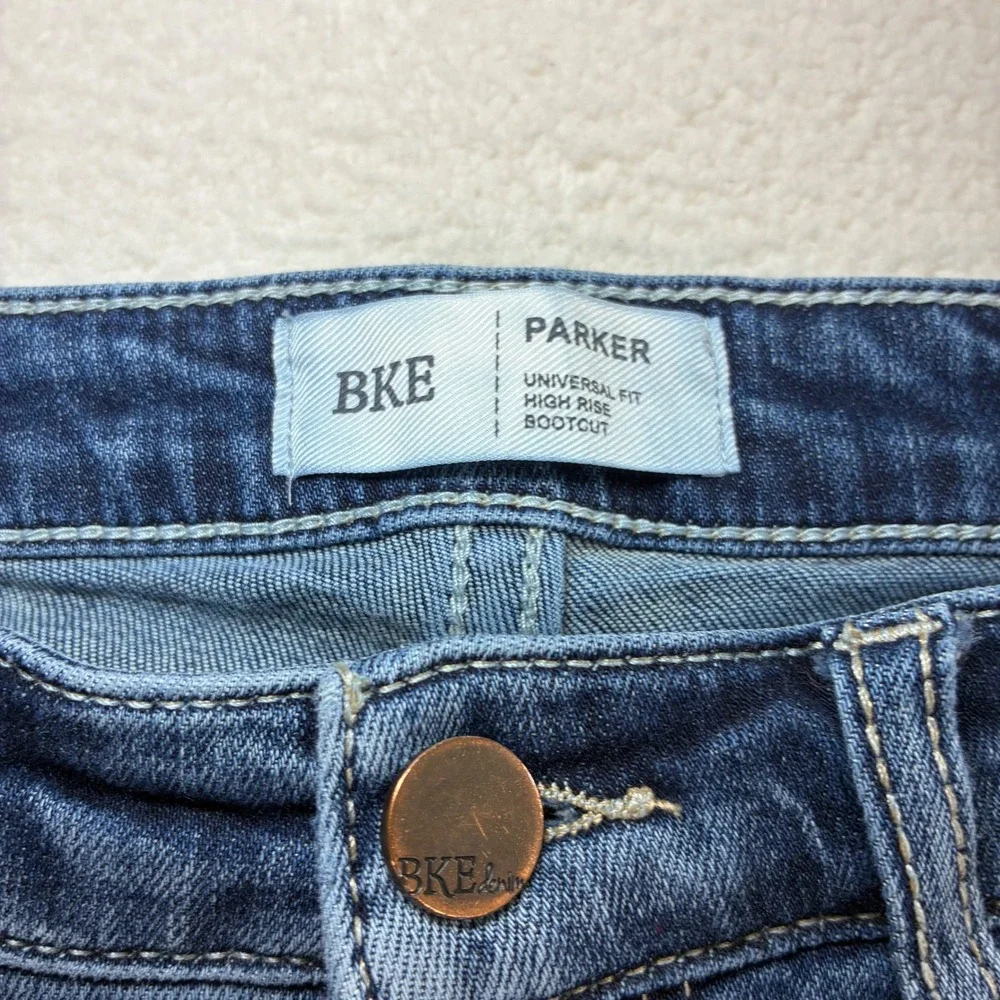BKE Parker Bootcut Jeans Women 31x31.5 Blue High Rise Universal Stretch Distress